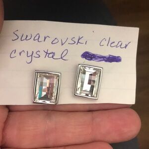 Beautiful pair of SWAROVSKI clear crystal with silver tone pierced earrings